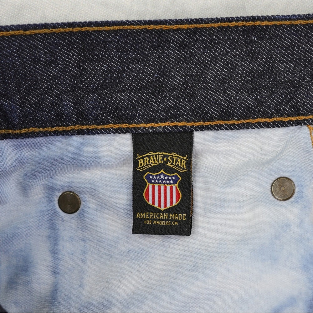 Brave Star Selvage Jeans Mens 33x36 Indigo Blue Raw Denim Made in USA Button Fly - Picture 10 of 15